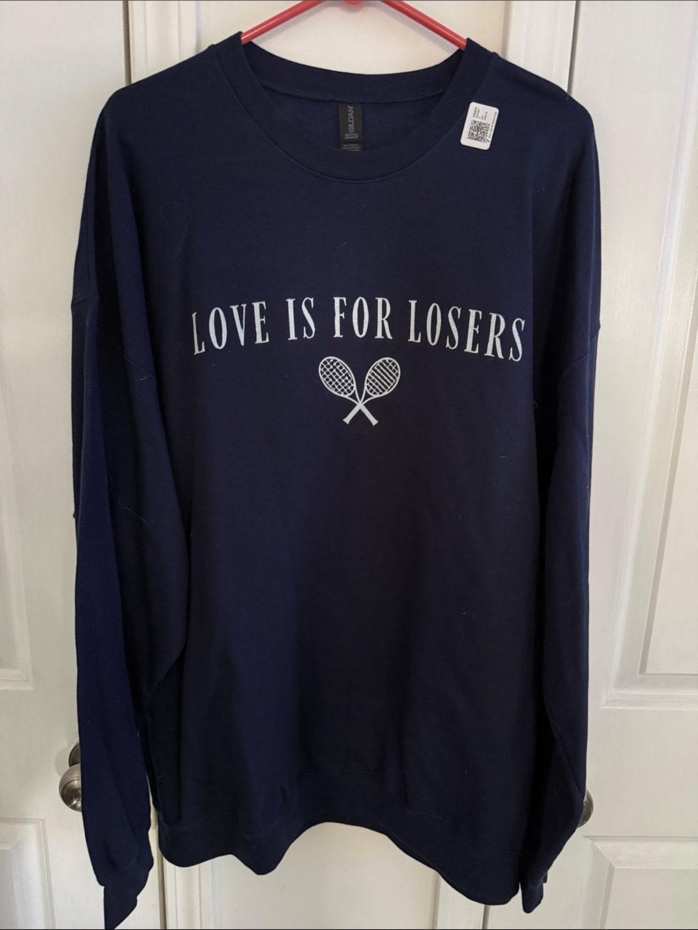 Gildan Navy Crewneck Sweatshirt with 'Love Is For Losers' Print